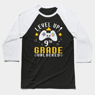 Gamer Fans Students Level Up 9th Grade Unlocked First Day Of School Baseball T-Shirt